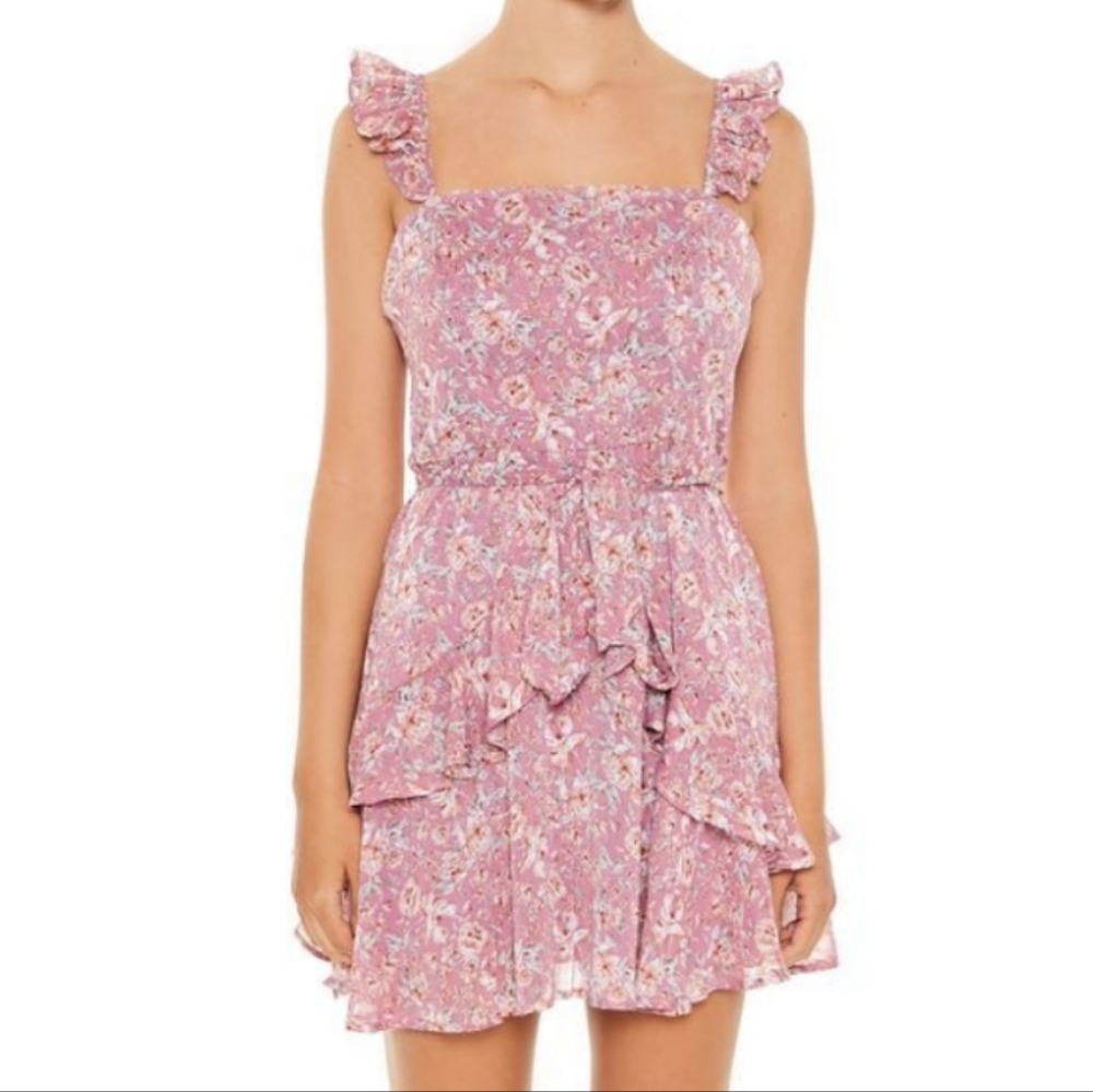 New. Floral Ruffle Mini Dress